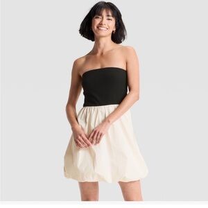 Strapless Black and Cream Dress